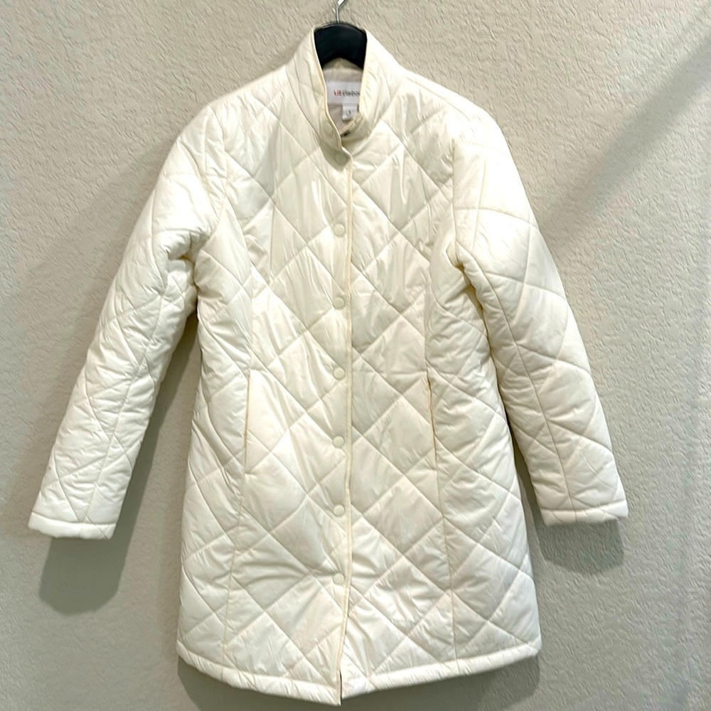 liz claiborne white quilted puffer jacket size Small